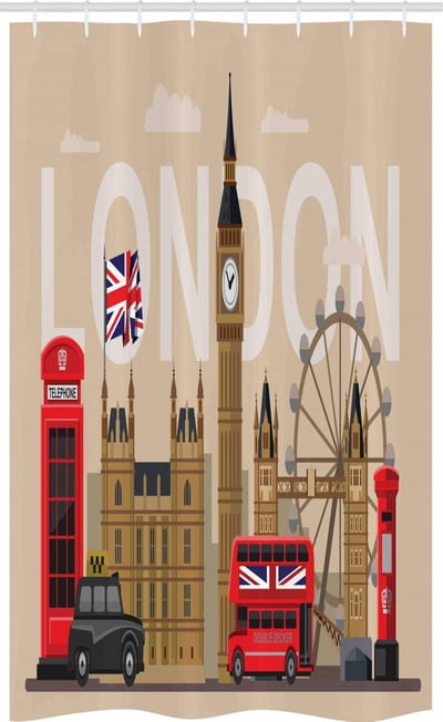 ABAKUHAUS London – Douchegordijn 120x180 cm – tan-rood, waterafstotend