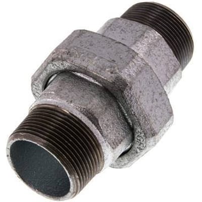 R 1 1/2'' Verzinkt Gietijzeren Borstnippel 3-delig met Conische afdichting 25 Bar - FL2S-M-IZ-112R-C