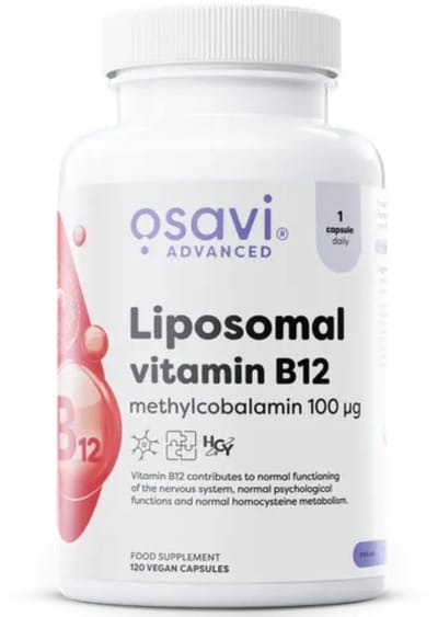Osavi Liposomale Vitamine B12 Methylcobalamine 100μg 120 Capsules - Actieve B12 Vorm met Liposovit® Technologie - Veganistisch