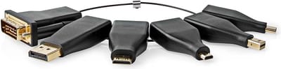 Nedis HDMI-Adapter - DisplayPort Male / DVI-D 24+1-Pins Male / HDMI Micro-Connector / HDMI Mini-Connector / Mini-DisplayPort Male / USB-C Male - HDMI Output - Verguld - Recht - PVC - Zwart