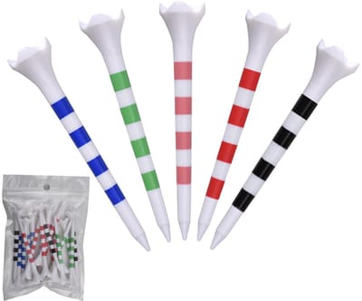 Stripe golf tees plastic 83 mm, 20 stuks multicolor, 4-punts balsteun
