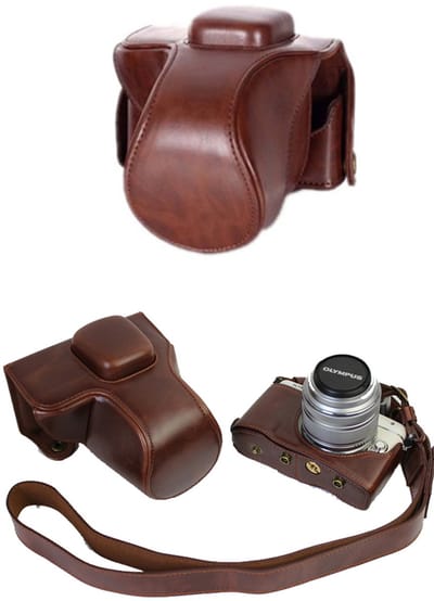 Bruine Camlight cameratas voor Olympus OM-D E-M10 Mark III met lens