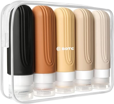 BOTC Reisflesjes met Etui - 90ml Siliconen Reisflacons - 6-Delig - Reisaccessoires - Cosmetica Potjes - Reis Flesjes