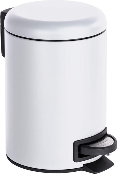 Pedaalemmer RVS - Afvalbak Toilet - Cosmetica Opbergen - Easy Close Mechanisme - 3 liter - Wit Mat