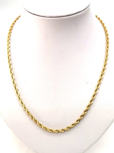 Prachtige - RVS - Goudkleurig - ketting -Lengte 50 cm - Dikte 4 mm gedraaide koord motief.