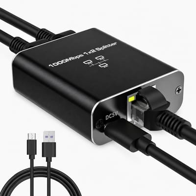 LAN Splitter - Ethernetverdeler Netwerk - Netwerk Uitbreiden - Gigabit Snelheid - 1 op 2 Poorten - Zwart