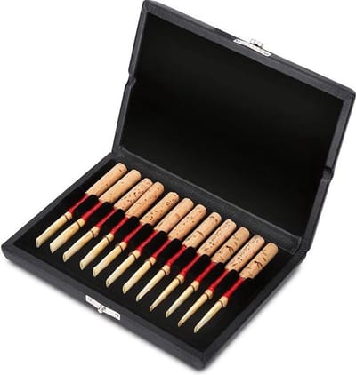 Houten Hobo Riet Opslag Doos - Massief Houten en PU Leer - Geschikt voor 10/12/20st Hobo Riet - 12 stokjes .