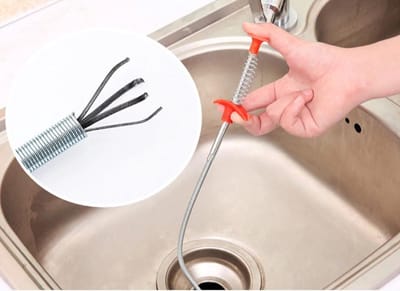 Gootsteen ontstopper - Ontstoppingsveer - Sterke RVS afvoer reiniger - Douche / gootsteen / leidingen / WC ontstoppen - 60 CM - Milieuvriendelijk