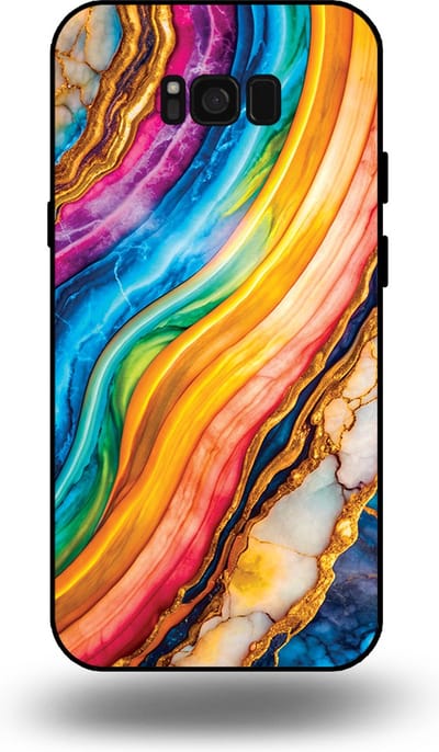 Smartphonica Telefoonhoesje Geschikt voor Samsung Galaxy S8 Plus met Regenboog Goud Marmer Opdruk - TPU Backcover Case Rainbow Gold Marble Design geschikt voor Samsung Galaxy S8 Plus