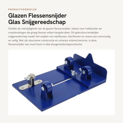 JHUBERS - Glazen Flessensnijder - Glas Snijgereedschap - Makkelijk Snijden van Flessen - Blauw - Voor Wijn en Bier - Geschikt voor Ronde en Ovale F...