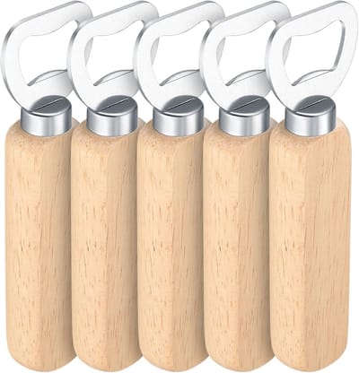 TOVBMUP Flessenopener - Flessenopener met natuurlijke dop - Draagbaar - Cadeauflesopener - Op maat gemaakt voor mannen - Bierflesopener - 5-pack