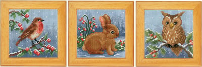 Vervaco - Miniatuur telpakket kit - Winterdieren set van 3 - PN-0143363 - Borduren - Borduurpakket - Borduurpakket volwassenen - Borduurpakket kind