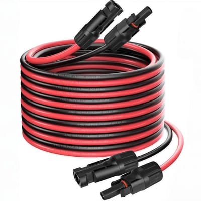 Set van 2 Zonnepaneel Verlengkabels 5m 4mm met IP67 Connectoren Rood Zwart