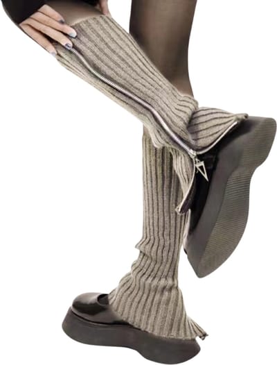 Nivard Beenwarmers - Dames - Overknee - Ballet - Wol - Kniekousen - Leg Warmers - Warm - Met Rits - Lichtgrijs