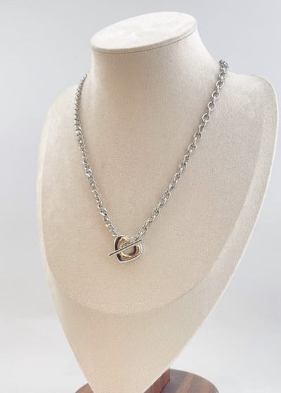 Dames chain ketting met hart sluiting vooraan