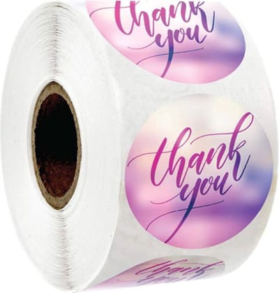 DW4Trading Stickerrol Thank You Paars Sluitstickers Ø 2,6 cm 500 Stuks