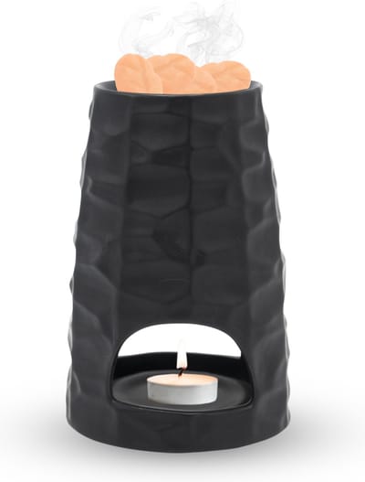 Scentchips® Pion Gebeiteld - Waxbrander - Geurbrander - Oliebrander - Wax Melts Brander - Aromabrander - Ook Geschikt Voor Essentiële Oliën - Geurolie - Waxmelts - Zwart