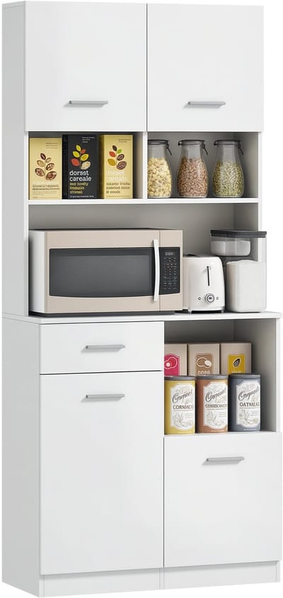 HOMCOM-Küchenschrank-MDF-80L x 35B x 180H cm-Weiß