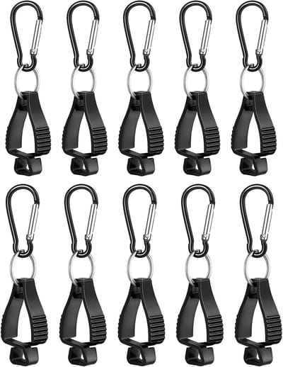 10 stuks handschoen clips - opbergclip voor handschoenen - handschoenen klem - werkveiligheids clip - voor bouwwerkzaamheden, tuinieren, buitenwandelen, bergbeklimmen - zwart