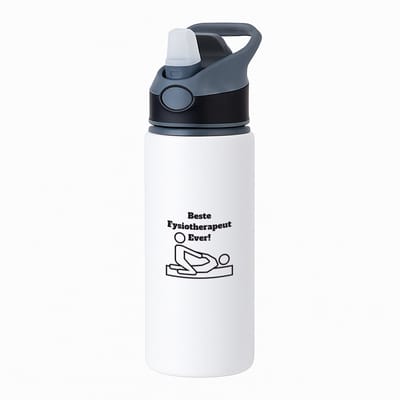 Hacebo® - Beste fysiotherapeut waterfles met rietje zwart - Beste fysiotherapeut - therapeut - cadeau - water fles - 650ML