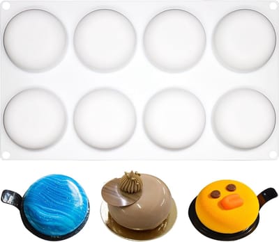 Ronde Siliconen Bakvorm voor Chocolade, Cake, Pudding en Kaarsen - 8 Holtes Extra Groot