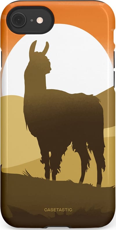 Casetastic Hoesje Geschikt voor Apple iPhone 7/8/SE - Stijlvolle Beschermende Duo-layer Case - Silhouet Alpaca