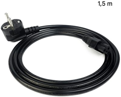 GELLDG Netsnoer - Drieaderig netsnoer - Connector - Laptopoplaadkabel - Schuko naar C5 apparaatsnoer - Vervangende laptopvoedingsadapter - Geschikt voor laptops, computers, monitoren en tv's - Haaks - 1.5 meter - Zwart