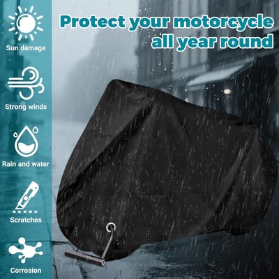 SnelShoppen - Motorhoes Waterdicht Buiten - Motorfiets Hoes Tent Outdoor Indoor 210D, Bescherming tegen Weer, Zwart, Geschikt voor Alle Motoren