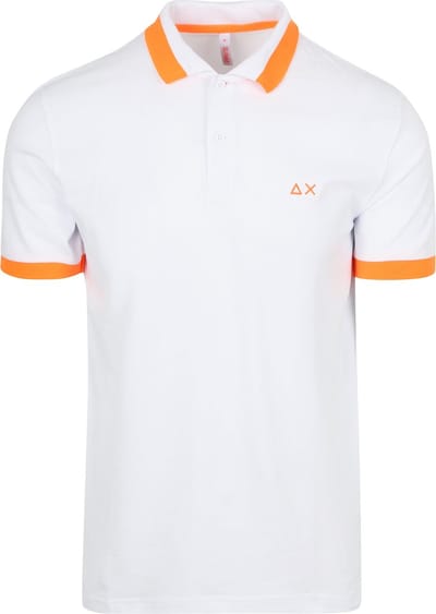Sun68 Poloshirt Big Stripe Fluo Wit - Maat L - Heren