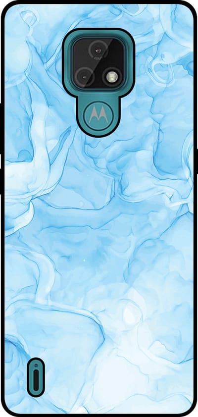 Smartphonica Telefoonhoesje Geschikt voor Motorola Moto E7 met marmer opdruk - TPU backcover case marble design - Lichtblauw geschikt voor Motorola Moto E7