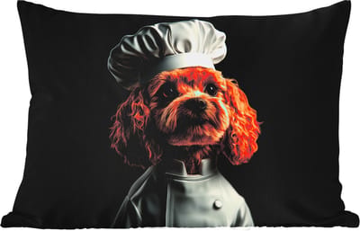 Buitenkussens - Tuin - Bruin - Kok - Hondje - 50x30 cm