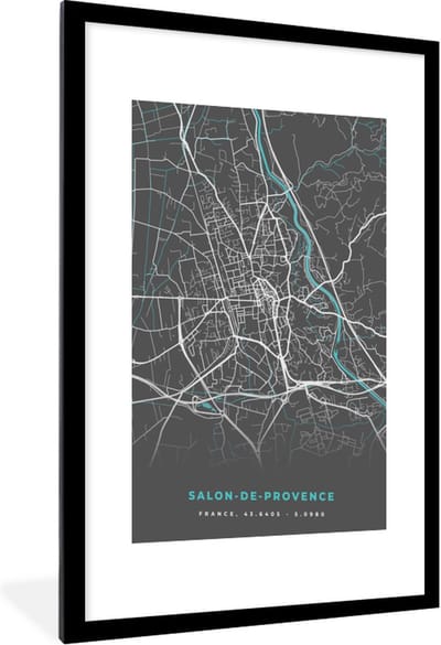 Fotolijst incl. Poster - Salon-de-Provence - Stadskaart - Kaart - Plattegrond - Frankrijk - 60x90 cm - Posterlijst