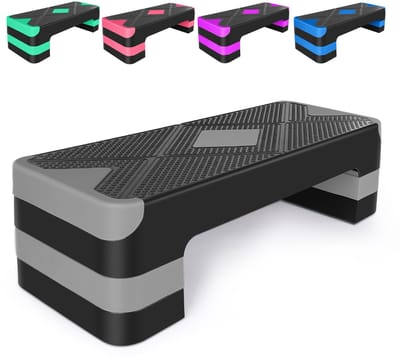 Aerobic Stepper - 68,5 cm - Verstelbare Hoogte met 3 Verhoogde Platforms - Geschikt voor Training - Grijs
