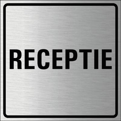 Receptie bordje, geborsteld aluminium 150 x 150 mm