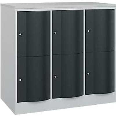 C+P Resisto lockerkast, 3 vakken, 6 vakken, B 1148 x D 640 x H 1077 mm, lichtgrijs/antracietgrijs