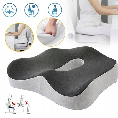 Zitkussen Orthopedisch - Stuitkussen - Stoelkussen van Traagschuim - Ergonomic Seat Cushion - Correcting Sitting Posture - 40x34.5x8.5cm - Grijs
