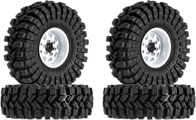 RC Crawler Banden - RC Banden Set - RC Auto Tuning - Metalen Beadlock Velgen - 1.0 Inch - Wit