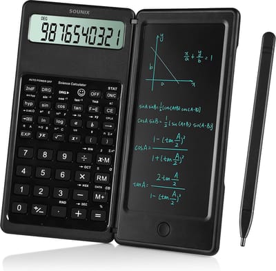 Sounix Wetenschappelijke Rekenmachine - Digitaal Notitieblok - Voor Kantoor en School - Met Pen - Schrijf - Zwart