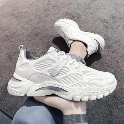 Herfst Herenschoenen Ademend Mesh Oppervlak Schoenen Heren Platform Dad Schoenen Vliegweefsel Zachte Zool Casual Schoenen Heren Sneaker 44 gray