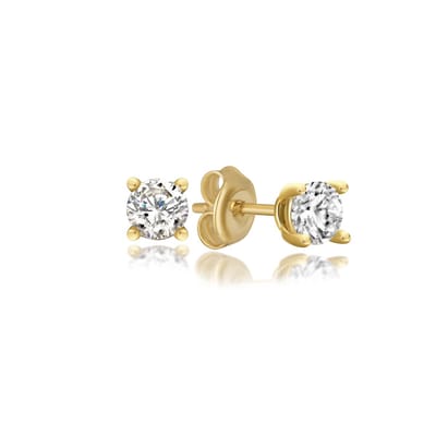 Geboortesteen April Diamant Oorknop Goldplated (925 Sterling) Trendy Minimalistisch Goldplated Oorknop Meisje | Cadeau Voor Vrouw