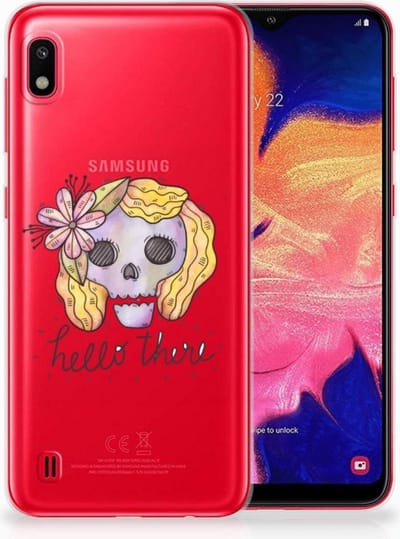 Back Cover voor Silicone Back Case Samsung Galaxy A10 Boho Skull