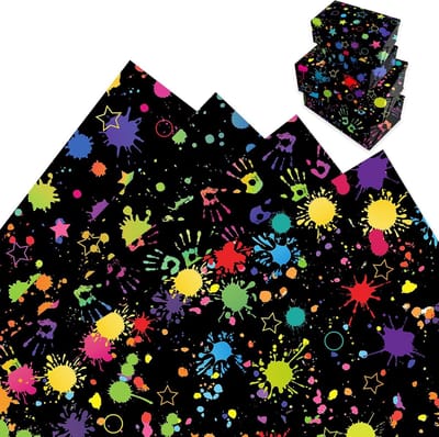 Famanu - 12 vellen neon inpakpapier, fluorescerende cadeauverpakking voor verjaardag, feest, kunstthema cadeau inpakpapier, 68 x 50 cm
