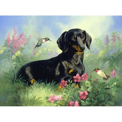 Peinture diamant mosaïque chien noir et oiseau, broderie strass, point de croix, décoration d'intérieur 20X30CM black