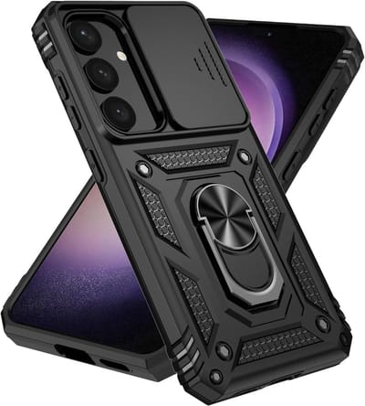 Casemania Hoesje Geschikt voor Samsung Galaxy S26 - Zwart - Anti-Shock Hybrid Armor Back Cover - Hoes met Kickstand Ring en Camera Bescherming