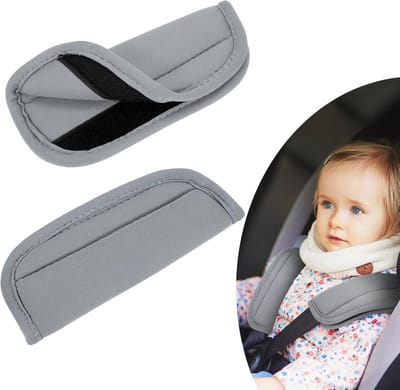 2-delige Baby Veiligheidsgordel Covers - Universele Schouderkussens voor Kinderwagen - Zacht Comfortabel Gordelkussen - Grijs