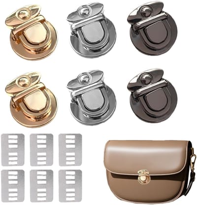 Dailygoody - Sluiting slot voor tas - Steekslot - 6 stuks - Metaal - Draaisluitingen voor handtassen - Geschikt voor leren tas en portemonnee