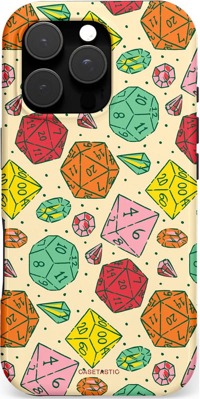 Casetastic hoesje geschikt voor Apple iPhone 16 Pro - MagSafe - Dubbellaagse bescherming - D20 Geluksrol - Fashion Case - Zand Saliegroen Terracotta Turquoise