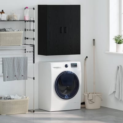 vidaXL - Wandkast - Zwart - Eiken - 69,5 - x - 34 - x - 90 - cm - Bewerkt - hout