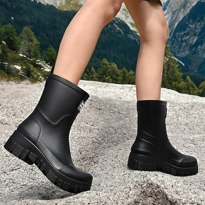 Modieuze regenlaarzen voor dames Dikke zolen Veelzijdige Koreaanse versie Antislip Slijtvast, Casual volwassen outdoor rubber schoenen 36 black