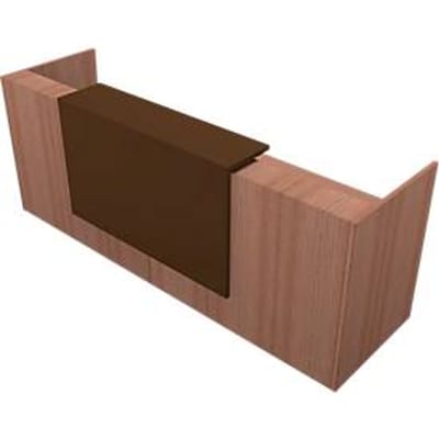 Balie Spezia, recht, B 2860 x D 880 x H 1130 mm, notenhout-Canaletto-patroon/leder bruin